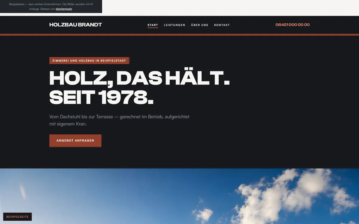 Beispielseite für Handwerk