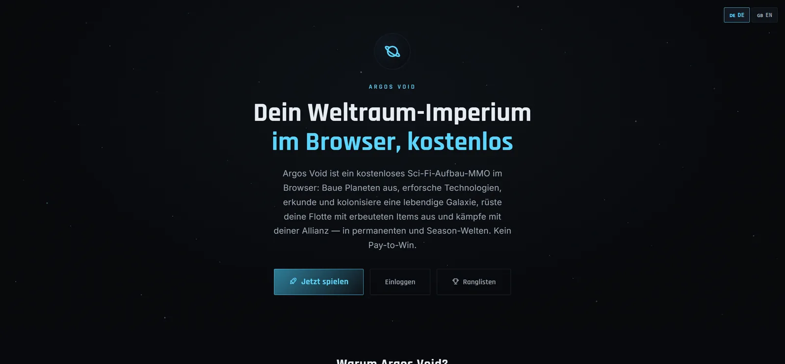 Startseite von Argos Void